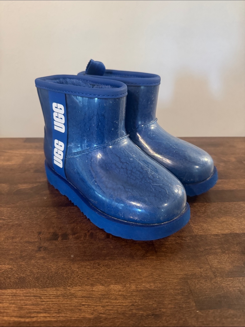 UGG Kids Glossy Blue Waterproof Rain Boots